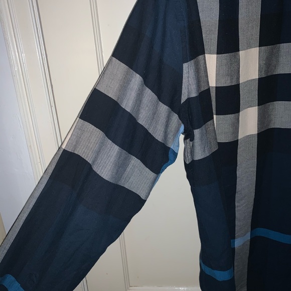 Burberry Brit Navy Blue Nova Check Shirt Mens L - Picture 3 of 8